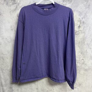 Vintage 90s Off The Top Shirt Mens Large Purple Long Sleeve Mock Neck Blank